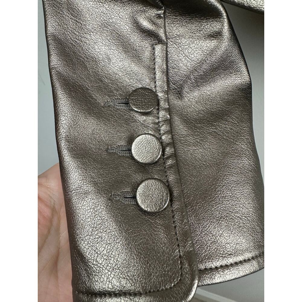 Metallic Leather Cropped Jacket - Gold - Picture 7 of 16